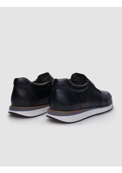 %100 Hakiki Deri Siyah Fermuarlı Erkek Sneaker modelleri
