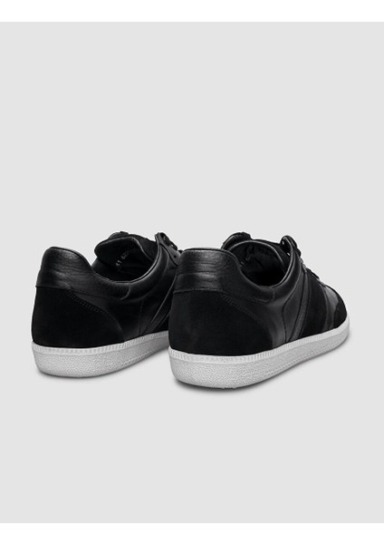 %100 Hakiki Deri Siyah Bağcıklı Erkek Sneaker