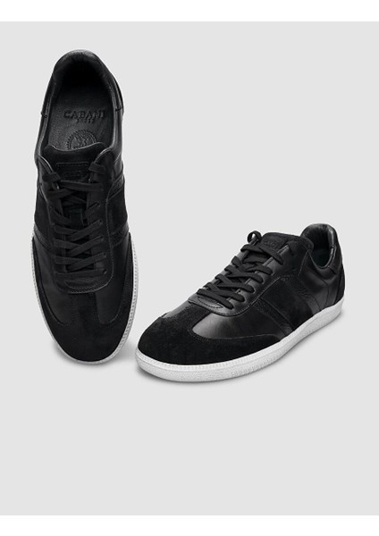 %100 Hakiki Deri Siyah Bağcıklı Erkek Sneaker