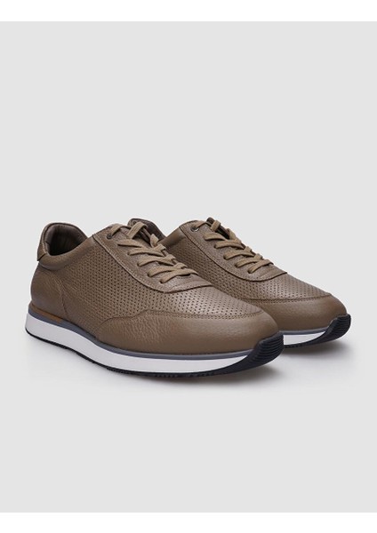 %100 Hakiki Deri Vizon Bağcıklı Erkek Sneaker