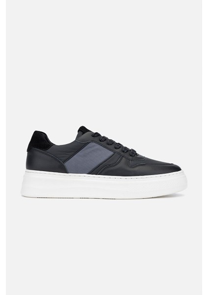 Javier Erkek Siyah Deri / Siyah Kumaş Hakiki Deri Sneakers & Spor Ayakkabı