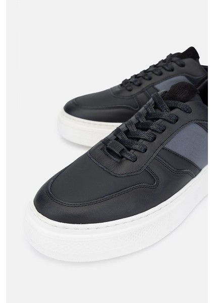 Javier Erkek Siyah Deri / Siyah Kumaş Hakiki Deri Sneakers & Spor Ayakkabı