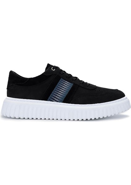Erkek Hakiki Deri Siyah Nubuk Sneakers & Spor Ayakkabı
