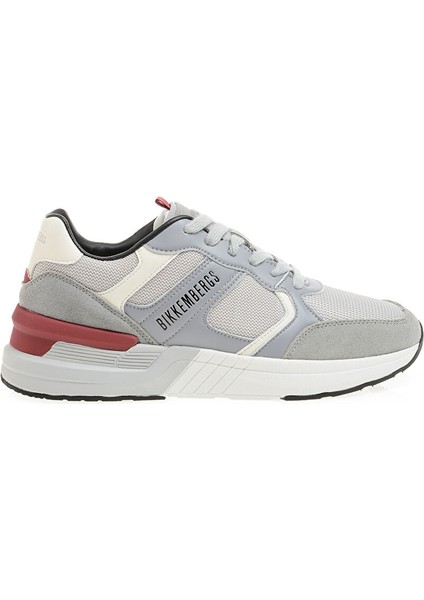 Açık Gri-Kırmızı Erkek Deri Sneaker 16210/CP