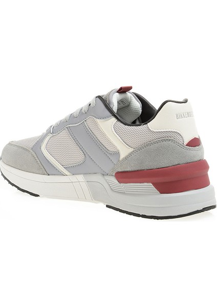 Açık Gri-Kırmızı Erkek Deri Sneaker 16210/CP