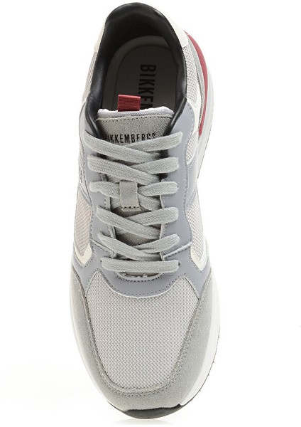 Açık Gri-Kırmızı Erkek Deri Sneaker 16210/CP