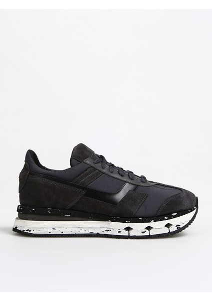 Antrasit-Beyaz Erkek Deri - Kumaş Sneaker 2891-321