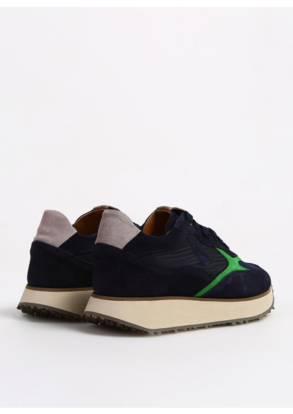 Lacivert-Yeşil Erkek Deri Sneaker Callısto
