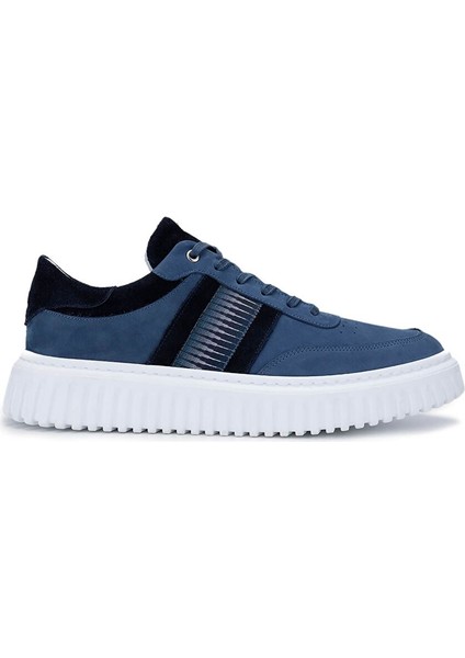 Erkek Hakiki Deri Mavi Sneakers & Spor Ayakkabı
