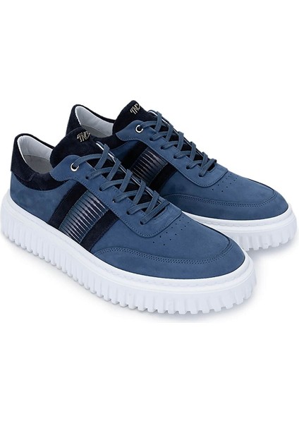 Erkek Hakiki Deri Mavi Sneakers & Spor Ayakkabı