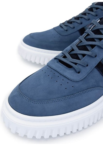Erkek Hakiki Deri Mavi Sneakers & Spor Ayakkabı