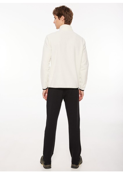 Beyaz Erkek Kapüşon Yaka Standart Fit Polar Sweatshırt D3WM-SWT2