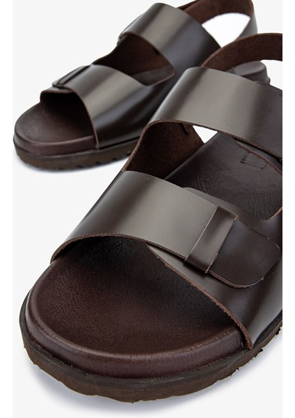 Sandals Factory Lorenza Erkek Kahverengi Hakiki Deri Sandalet Ayakkabı