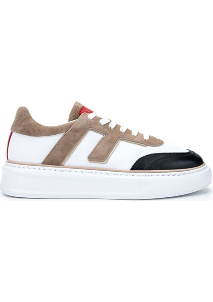 Erkek Hakiki Deri Beyaz/kum/siyah Sneakers & Spor Ayakkabı