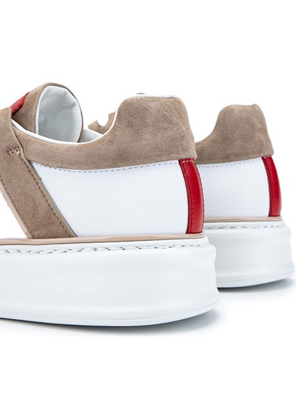 Erkek Hakiki Deri Beyaz/kum/siyah Sneakers & Spor Ayakkabı indirimleri
