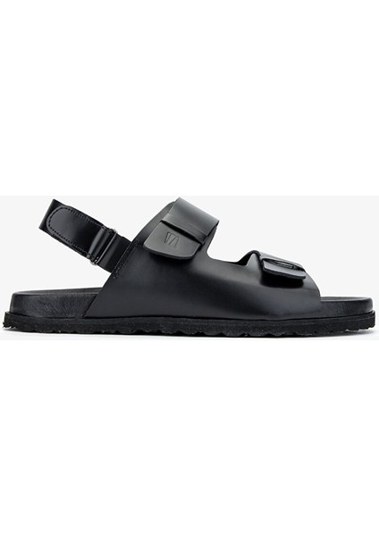 Sandals Factory Lorenza Erkek Siyah Hakiki Deri Sandalet Ayakkabı
