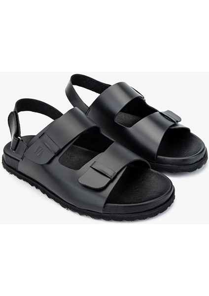 Sandals Factory Lorenza Erkek Siyah Hakiki Deri Sandalet Ayakkabı