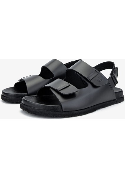Sandals Factory Lorenza Erkek Siyah Hakiki Deri Sandalet Ayakkabı