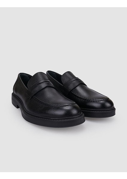 %100 Hakiki Deri Siyah Kemer Detaylı Erkek Loafer fiyatları