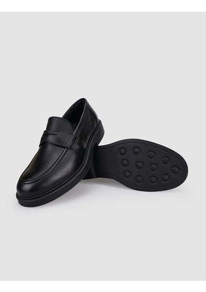 %100 Hakiki Deri Siyah Kemer Detaylı Erkek Loafer fırsatları