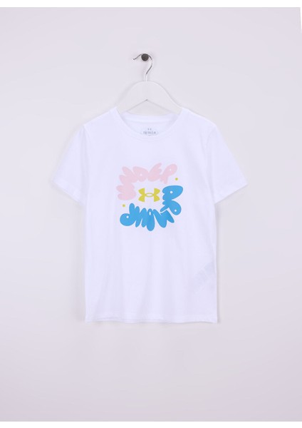 Beyaz Kız Çocuk Baskılı T-Shirt 1389765-100-UA Bubble Wordmark Ss