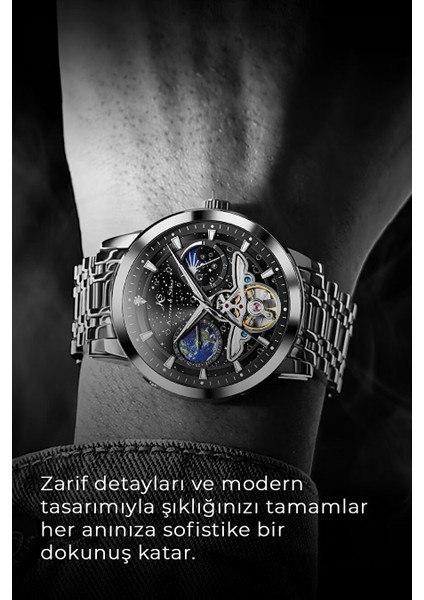 Kronen & Söhne KS7009 Day Night Tourbillon Mekanik Otomatik Erkek Çelik Kol Saati indirimleri