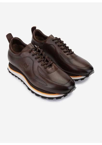 Erkek Hakiki Deri Kahverengi Sneakers & Spor Ayakkabı