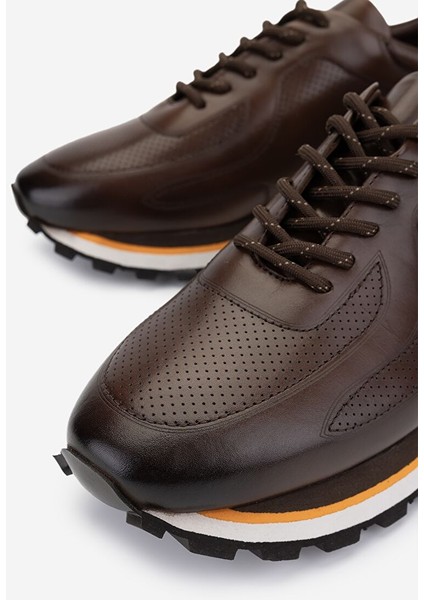 Erkek Hakiki Deri Kahverengi Sneakers & Spor Ayakkabı