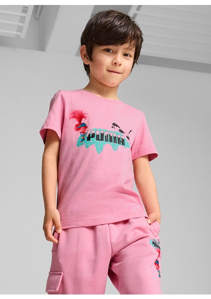 Pembe Kız Çocuk Desenli T-Shirt 62737648-PUMA x Trolls Tee