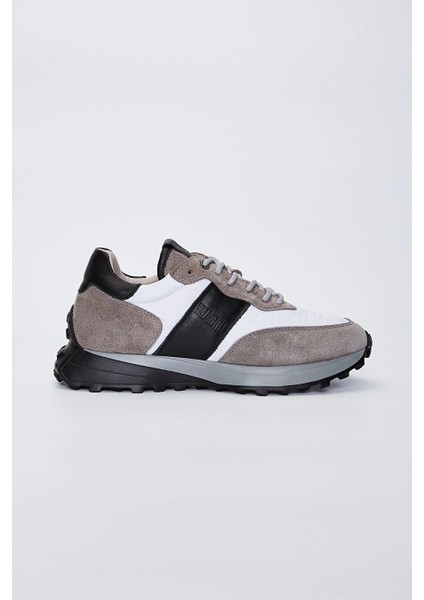 Agatho Erkek Grisiyah Hakiki Deri Sneakers & Spor Ayakkabı