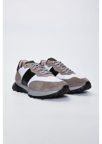 Agatho Erkek Grisiyah Hakiki Deri Sneakers & Spor Ayakkabı