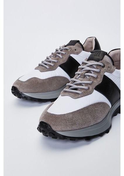 Agatho Erkek Grisiyah Hakiki Deri Sneakers & Spor Ayakkabı