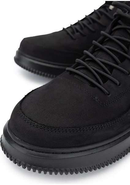 Erkek Hakiki Deri Siyah Nubuk Sneakers & Spor Ayakkabı