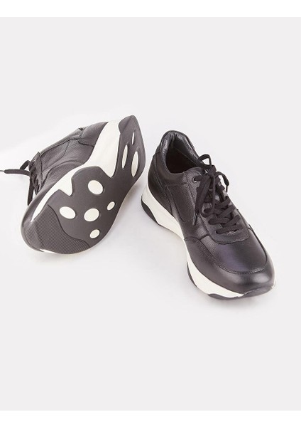 Hakiki Deri Siyah Kürklü Bağcıklı Erkek Sneaker Spor Ayakkabı fırsatları