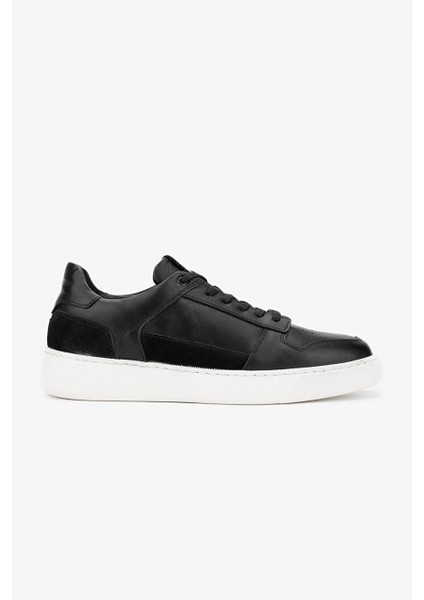 Purta Erkek Siyah Hakiki Deri Sneakers & Spor Ayakkabı
