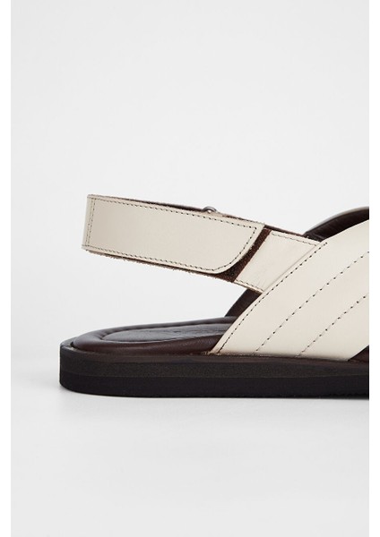 Sandals Factory Zeno Erkek Kırık Beyaz Hakiki Deri Sandalet Ayakkabı modelleri