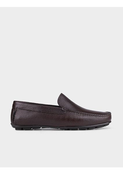 Kauçuk Tabanlı Hakiki Deri Kahverengi Erkek Loafer