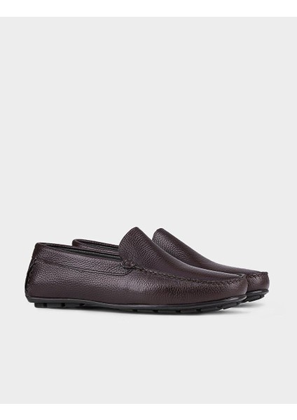 Kauçuk Tabanlı Hakiki Deri Kahverengi Erkek Loafer