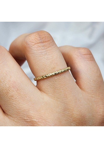 Gümüş Yüzük - Dövülü Model İnce Zarif Tasarım 925 Ayar Gümüş Alyans