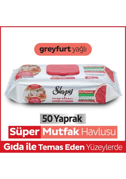 Easy Clean Süper Yüzey Temizlik Mutfak Havlusu&Mendili Greyfurt Yağlı 50 Yaprak