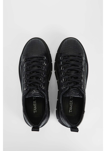 Erkek Hakiki Deri Siyah Kroko Sneakers & Spor Ayakkabı fırsatları