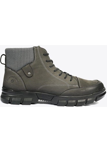 Joven Hakiki Deri Gri Outdoor Erkek Bot
