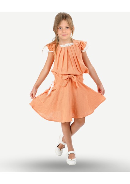 Pale Muslin Dantelli Kız Çocuk Tunik + Etekli Takım