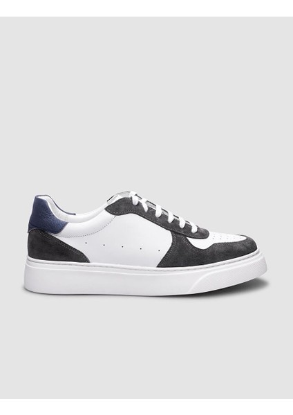 Beyaz-Gri Erkek Deri Sneaker 124572