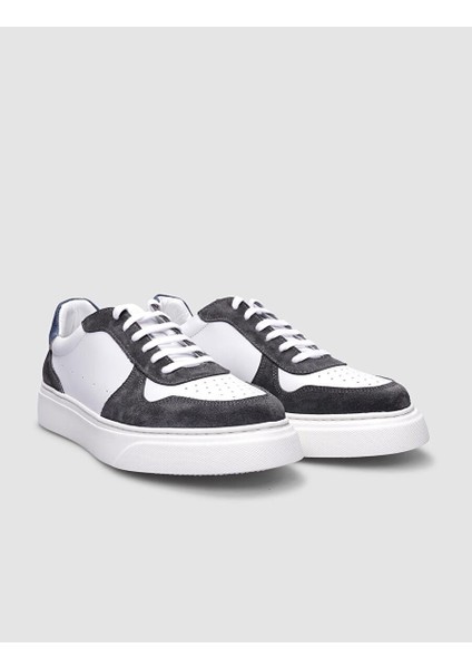 Beyaz-Gri Erkek Deri Sneaker 124572