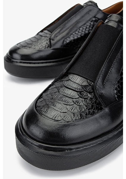 Erkek Hakiki Deri Siyah Sneakers & Spor Ayakkabı