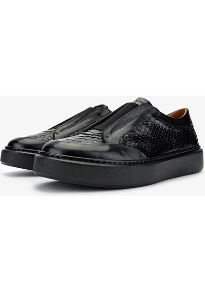 Erkek Hakiki Deri Siyah Sneakers & Spor Ayakkabı