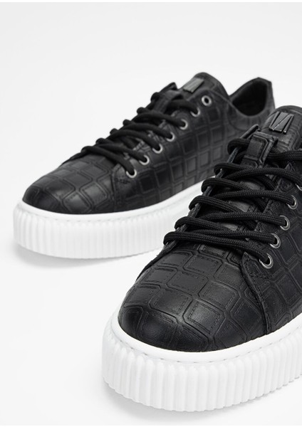 Erkek Siyah Hakiki Deri Sneakers & Spor Ayakkabı