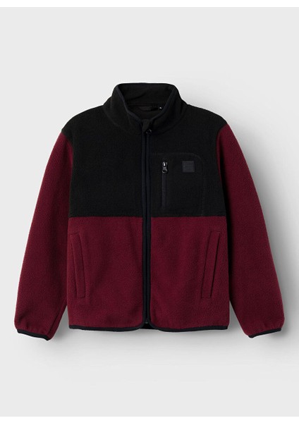 Bordo Kız Çocuk Fermuarlı Diyagonal Sweatmont Nknmeeko Fleece Jacket