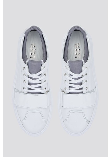 Beyaz-Gri Erkek Deri Sneaker 352 20251 Erk Ayk Y24 indirimleri